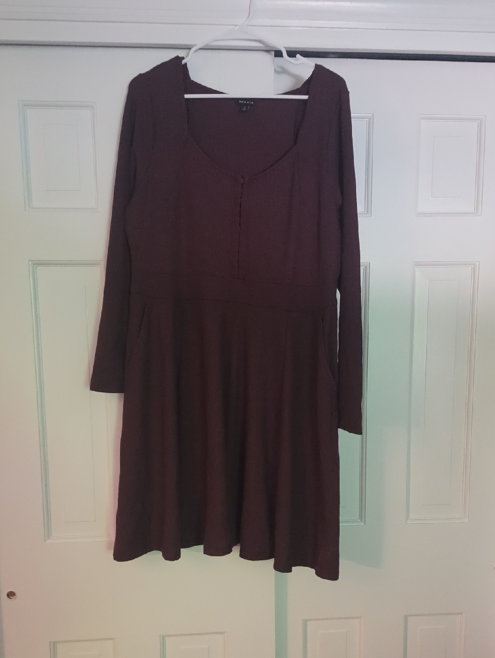 torrid Long Sleeve Scoop Neck Dress in Deep Wine